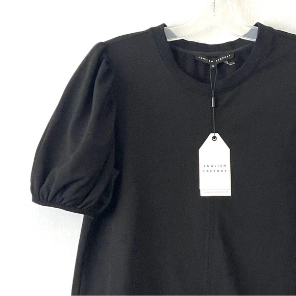 NWT English Factory Black Knit Woven Mixed Dress - Picture 3 of 10